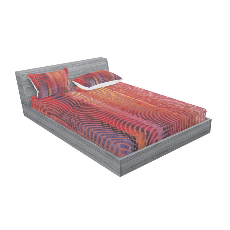 Microfiber Abstract Sheet Set, Queen Sheet Set with Fitted Sheet