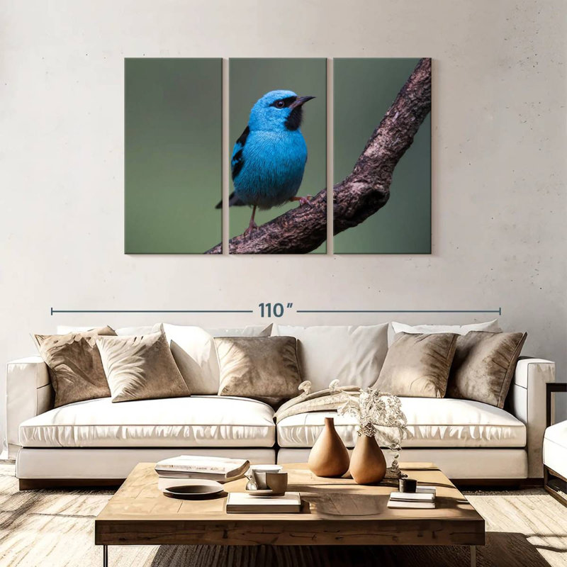 Vivid Blue Bird, 48" H x 74" W