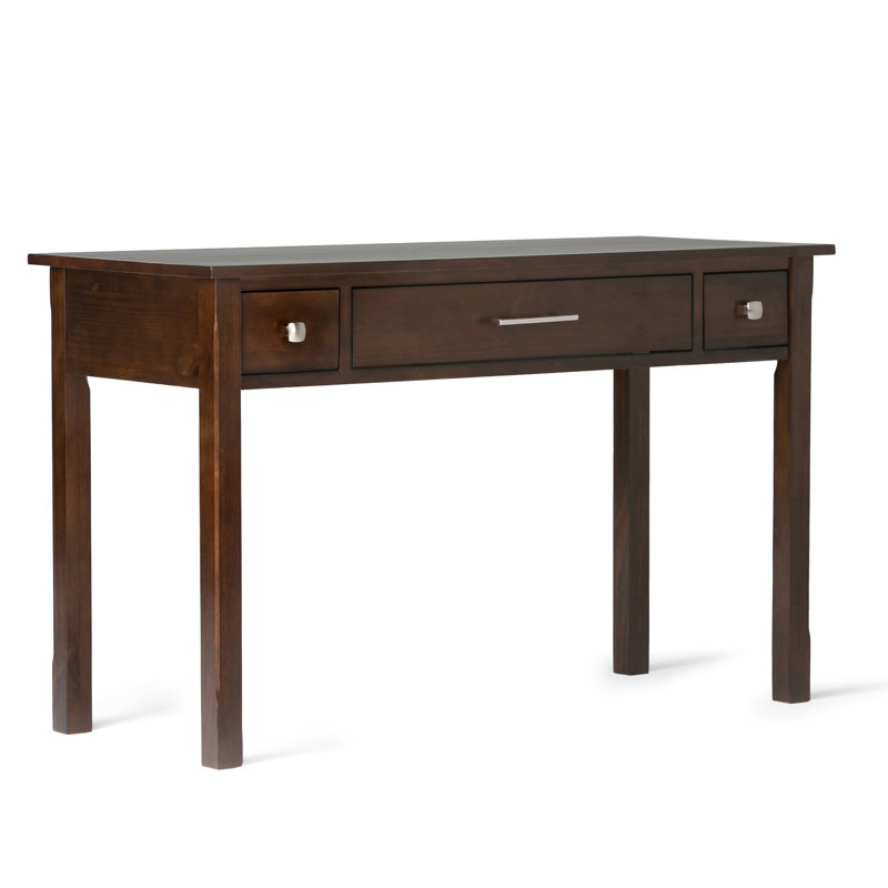 Avalon 47"W Solid Wood Contemporary Writing Desk with 2 Drawers and Flip-Down Keyboard Tray, Dark Tobacco Brown