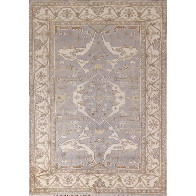 Tapis argenté gris Oushak 6 x 9
