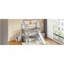 Lit simple superposé au dessus d'un lit simple avec glissade, lit maison avec glissade, gris