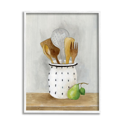 Kitchen Utensils Still Life White Framed Giclee Art by Janet Tava