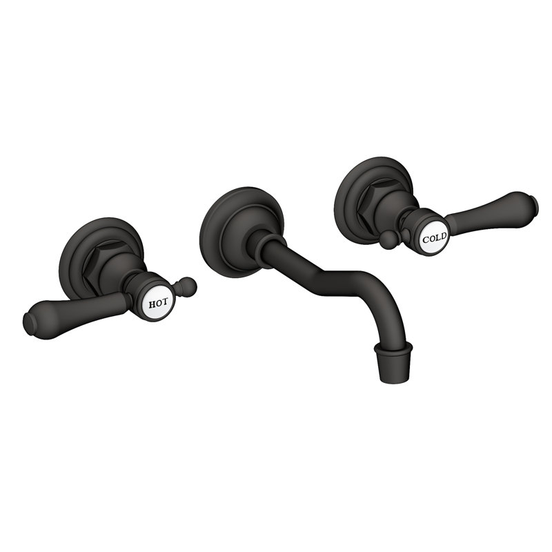 Chesterfield Wall Mount Bathroom Faucet, Flat Black