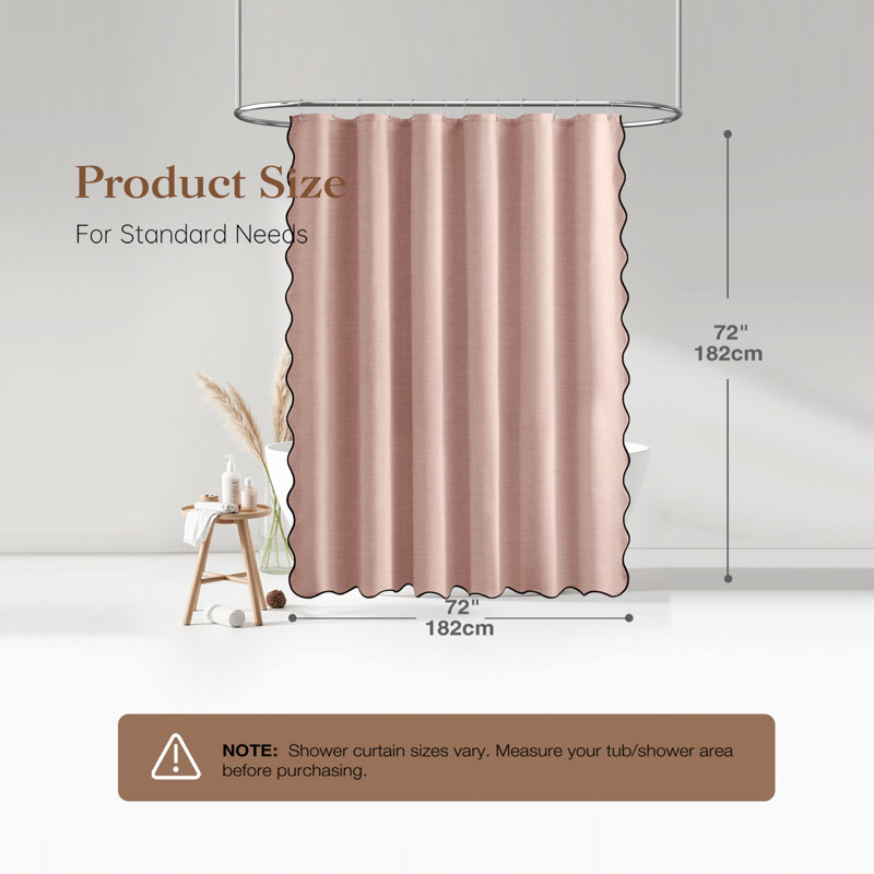 Rideaux de douche Boho Linen, H 72 po x l 72 po, Rosé