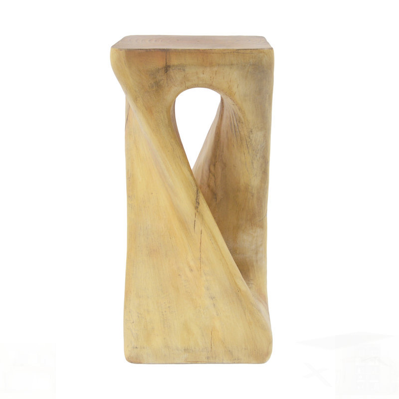 Table d'appoint d'extérieur avec forme torsadée, béton léger, texture semblable au bois, idéale pour le patio, le balcon et la piscine