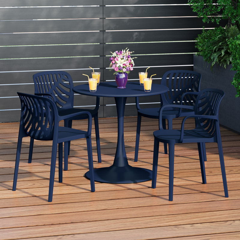 Ensemble repas extérieur pour 4 personnes, H 29 po x l 31,5 po x P 31,5 po, Marine, 4