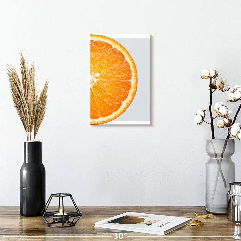 Orange demi-tranche - reproduction sur toile tendue, H 12 po x l 8 po x P 1 po