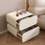 Table de chevet à deux tiroirs en bois massif et microfibre 19,68 pouces Modern White Luxury