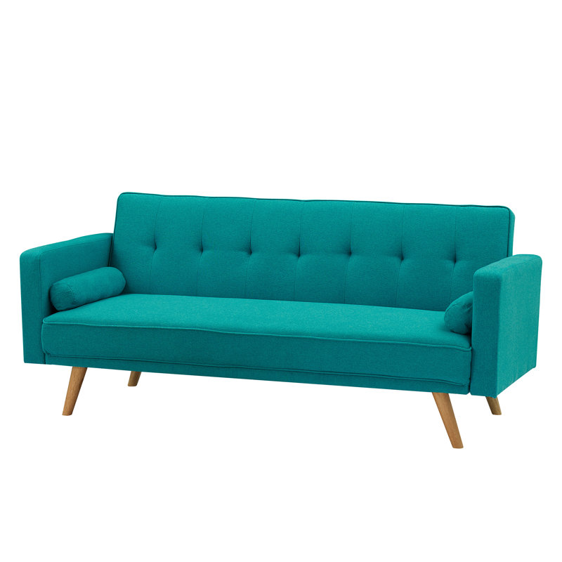 Canapé rembourré Kilynn, Mélange de lin bleu paon