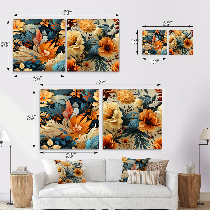 Kais - Ensemble de 2 art mural en verre acrylique, H 16 po x l 33 po