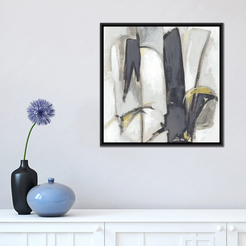 « locus ii », impression sur toile, H 18 po x l 18 po x p 1,5 po, Toile avec cadre noir, Pas de tapis