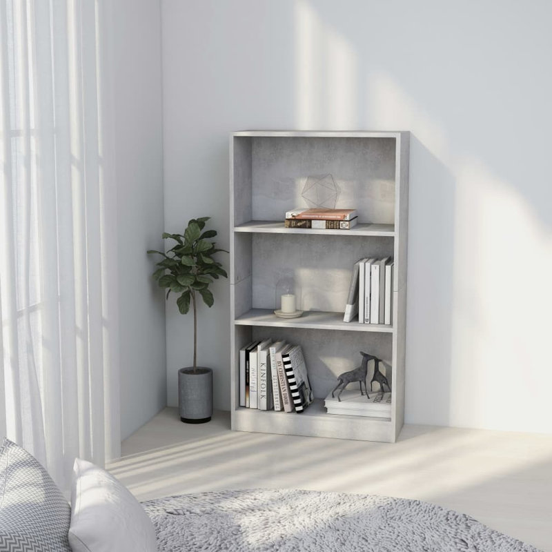 Alfie-James 114cm H x 80cm W Standard Bookcase, Concrete Grey, 109cm H x 60cm W x 24cm D