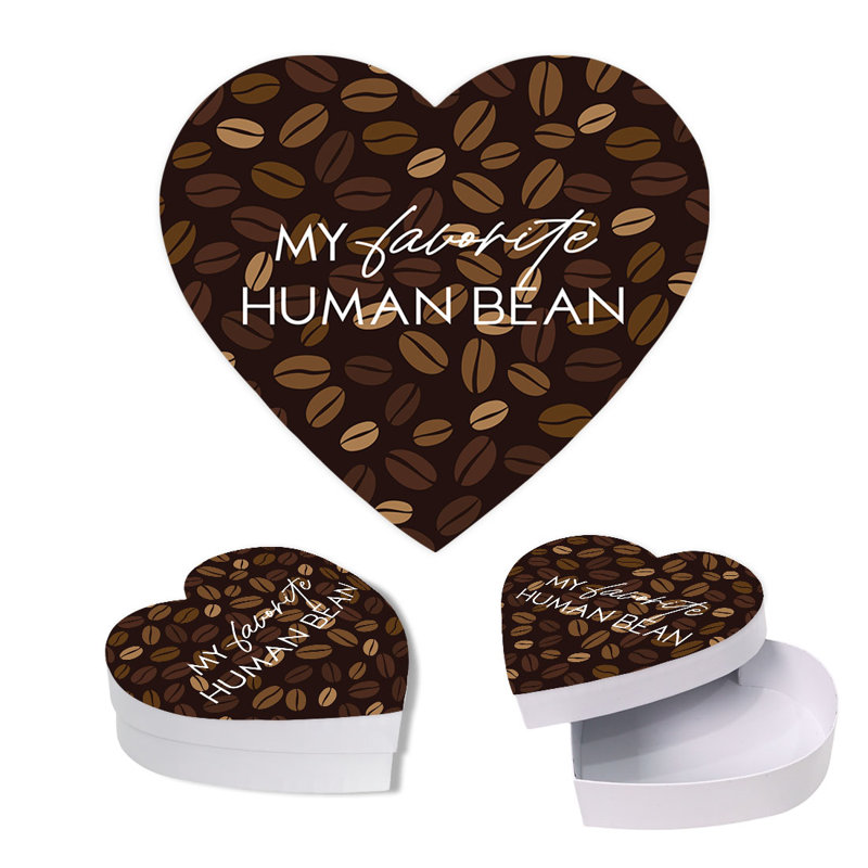 Boîte-cadeau en forme de cœur pour la Saint-Valentin avec couvercle, haricot humain préféré, boîte de cœur réutilisable, 8 po x 6 po, paquet de 1