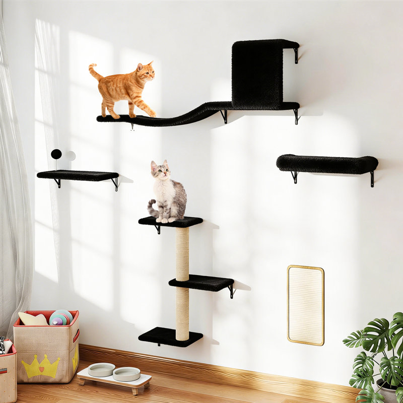 Tablettes murales pour arbre à chat, Noir