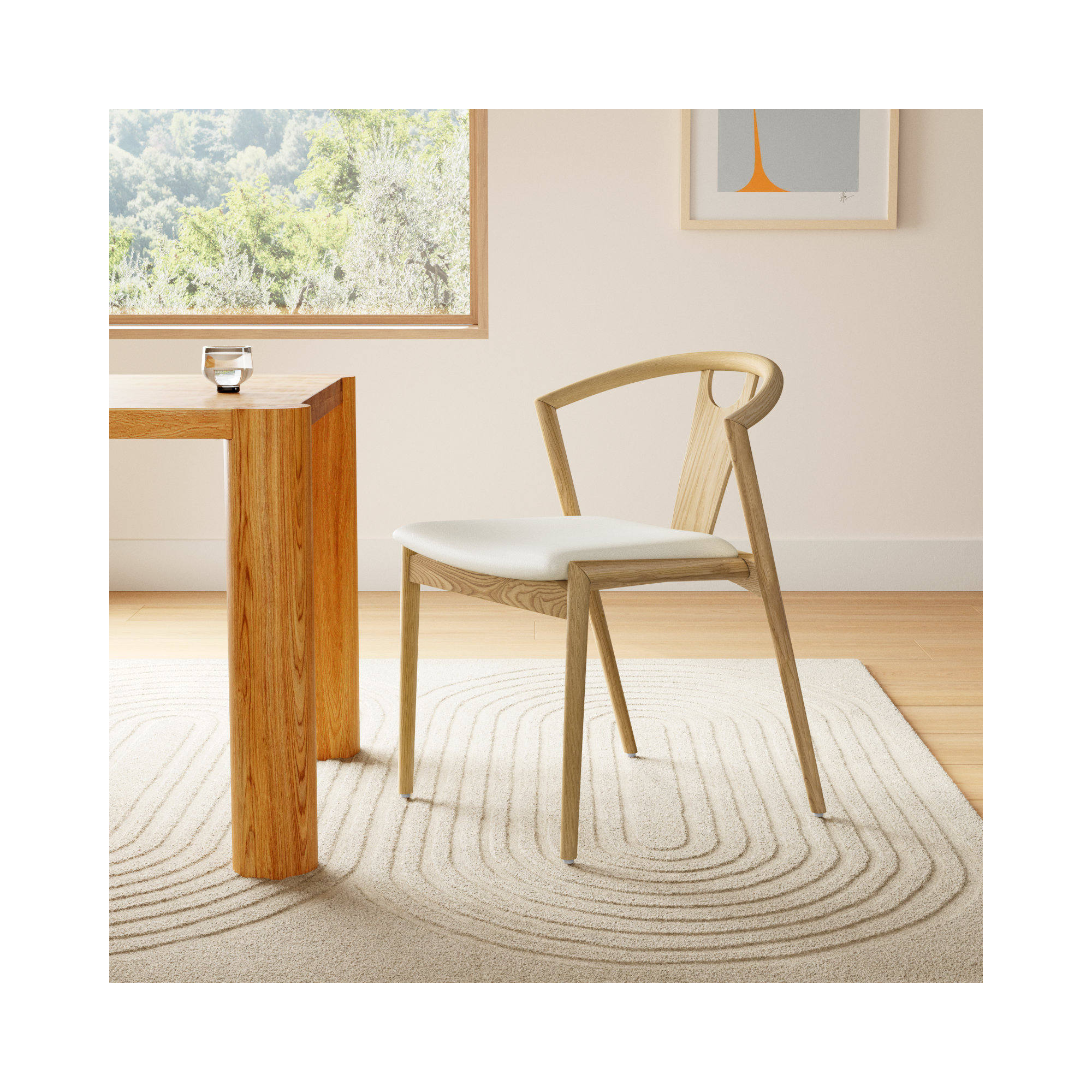 Ambra Upholstered Dining Chair, White, 1