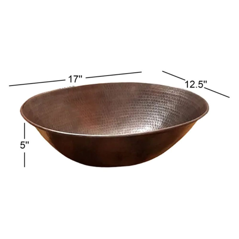 Lavabo de salle de bain vasque ovale en cuivre 17 "avec bonde Daisy