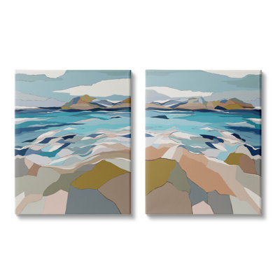 «Waterfront Geometric Abstract» par Nikita Jariwala, ensemble de 2 toiles tendues
