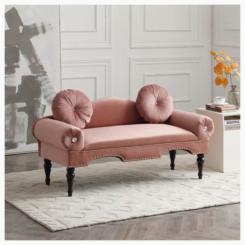 Anastasya Upholstered 54'' Loveseat, Rose Velvet