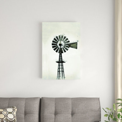 " Black And White Farmhouse Windmill " Painting Print