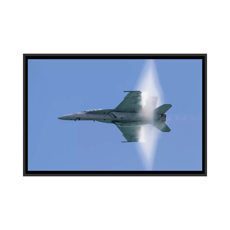 " A US Navy F/A-18F Super Hornet Flies By At High Transonic Speed " by Rob Edgcumbe, 18" H x 26" W x 1.5" D, No Mat