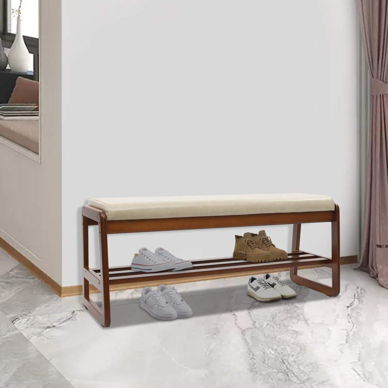 Banc de rangement pour chaussures 5 paires, H 16,5 po x l 39,4 po x P 14,2 po, Brown