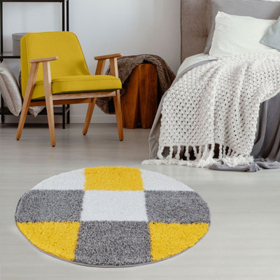 Myshaggy Collection Rugs Geometric Design in Yellow