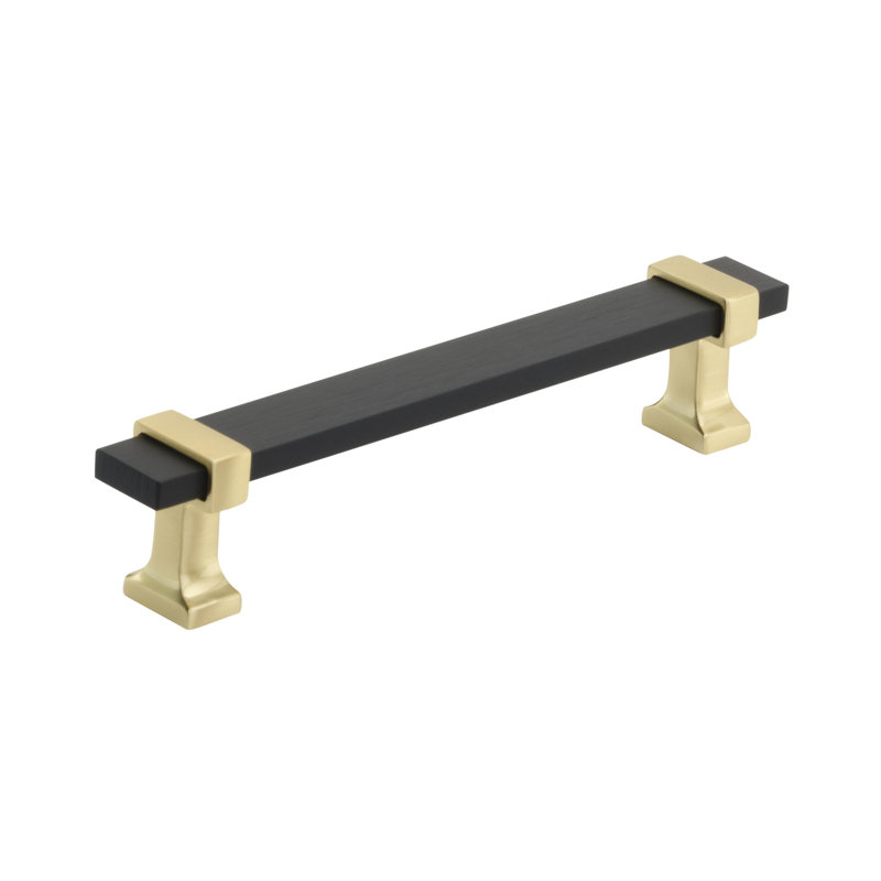 6-5/16 inch Brushed Gold and Black Bar Cabinet Pull