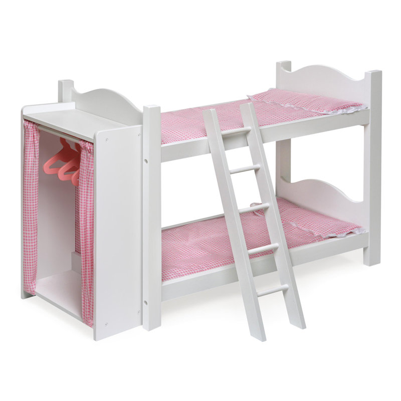 Bunk Beds with Ladder and Storage Armoire for 20" Dolls