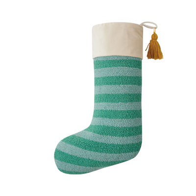 Stripe Wool Hook Stocking With Tassel