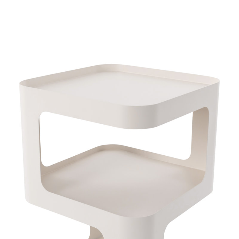 Table de bout en acier Bertile, Blanc