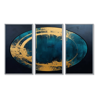 Pleine lune, gloire, or, bleu marine, ensemble d'art mural minimalisme