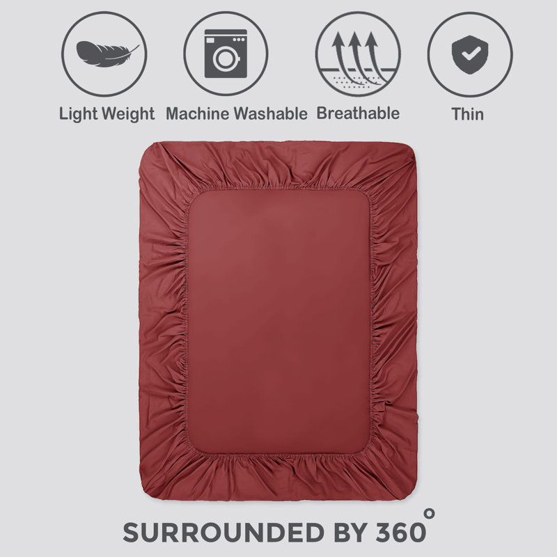 Javiyon Flannel Brushed Fitted Sheet, Single, Burgundy
