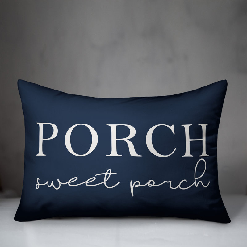  Porch Sweet Porch Indoor/Outdoor Lumbar Pillow, Navy