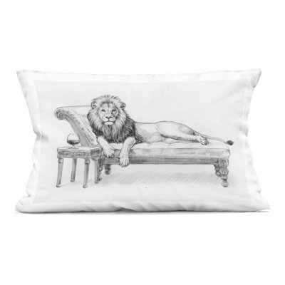 Lounging Beast Lion Decorative Printed Throw Pillow design by Victoria Barnes