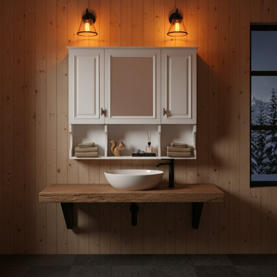 35 X 28" Wall Mounted Bathroom Medicine Cabinet With Mirror & 2 Soft-Close Doors & Open Storage With Adjustable Shelves