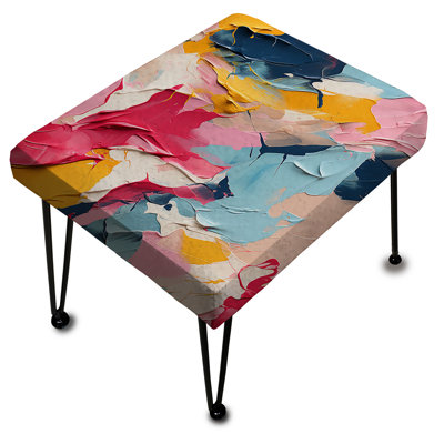 Watercolor Paint Overlap Blue And Pink Stripes - Abstract Rectangle Ottoman