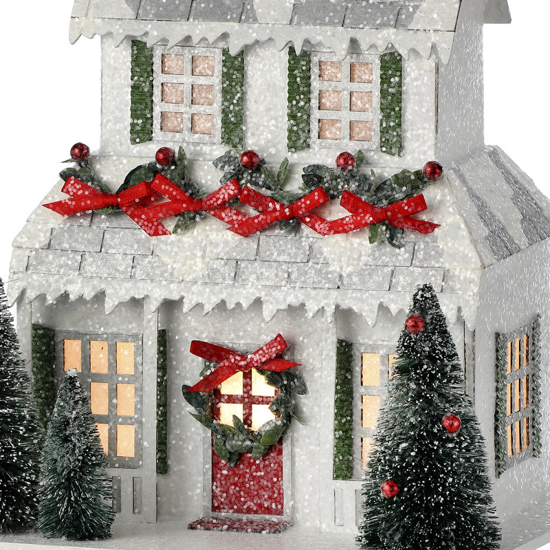 Maison de bonhomme de neige en carton 7,5 po à DEL