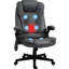 Fauteuil de bureau à 6 points vibrant et chauffant, gris foncé - inclinable, rembourré, siège chauffant à dossier réglable, hauteur