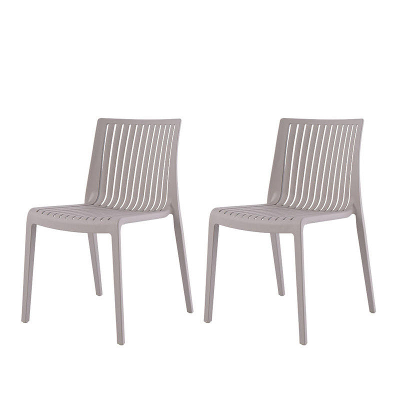 Ensemble de deux chaises d'appoint d'extérieur en plastique robuste taupe