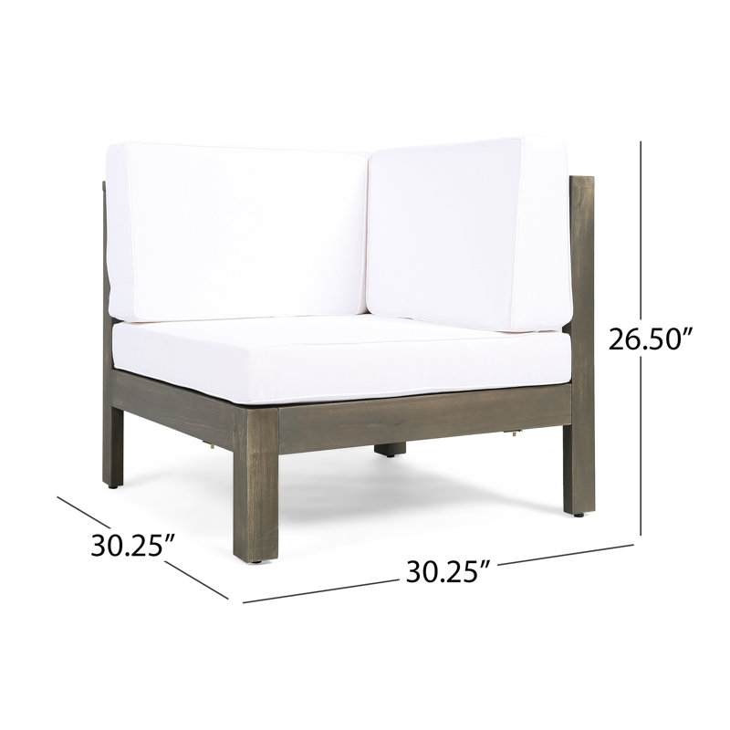 Fauteuil d'angle blanc - structure en bois, coussins aux taches avec de l'eau - coussins, l 29,91 x P 29,91 po
