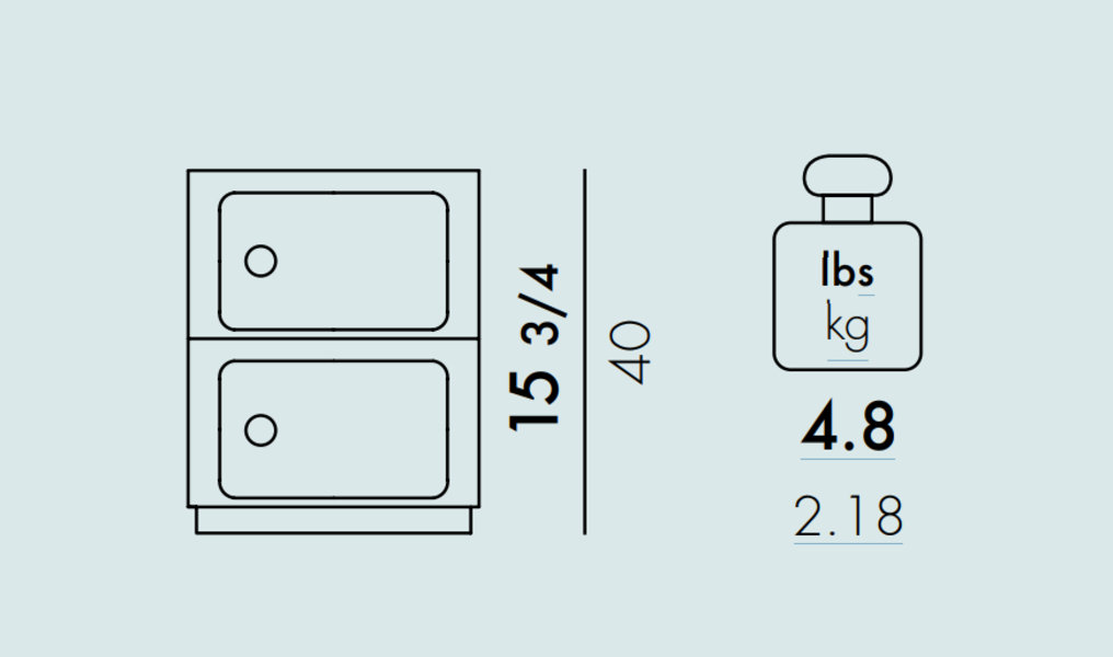 Componibili Storage Module, Chrome, 2 Hi