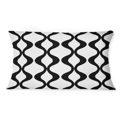 Coussin lombaire noir Midcentury Ogee Print II - noir