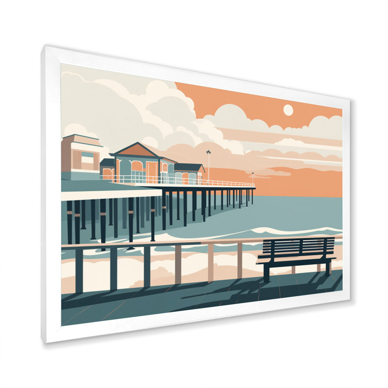 Beachside Rest I - Imprimé, Cadre simple blanc, H 24 po x l 32 po x P 1 po