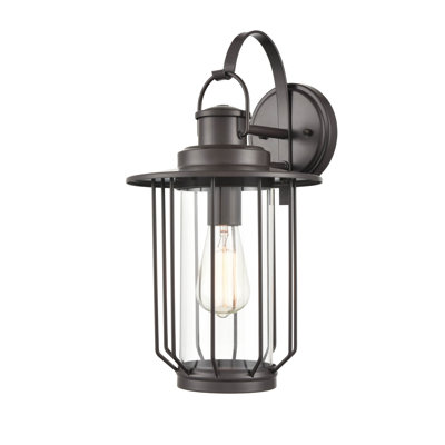 1 Light 9 In. Wide Transparent Glass Outdoor Wall Lantern