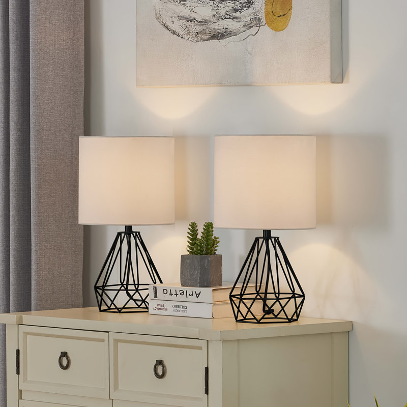 19" Modern Metal Table Lamp with 3-Way Dimmable (Set of 2)