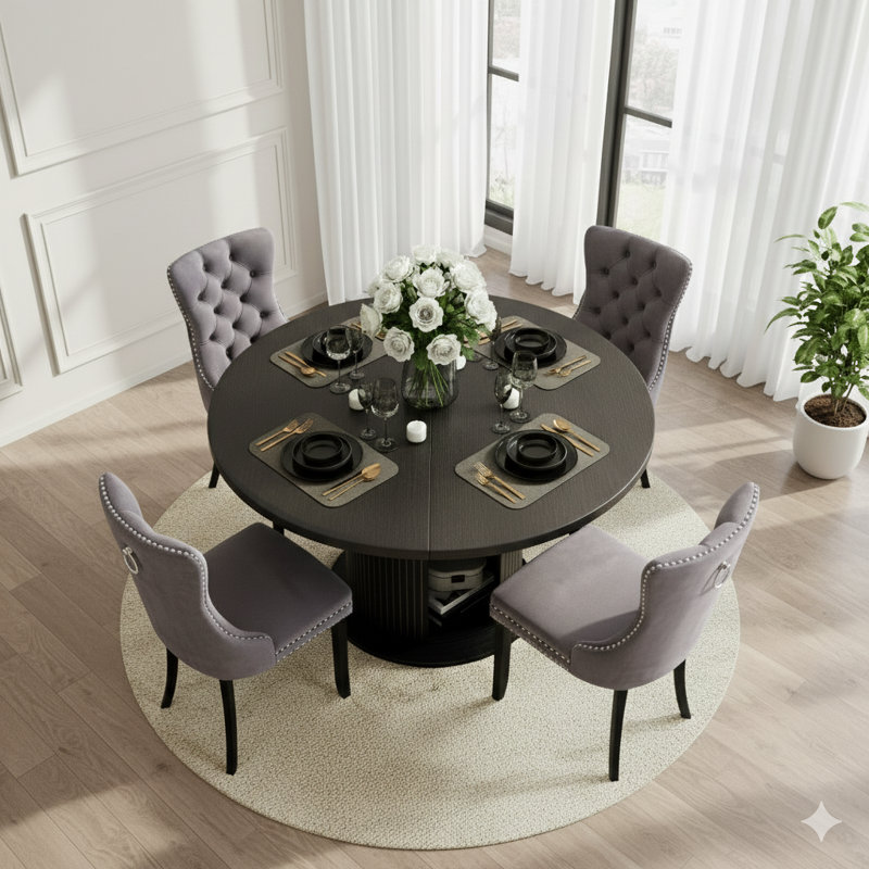 Ensemble de table de salle à manger 48 po 48 po pour 4 à 6 personnes, Gris