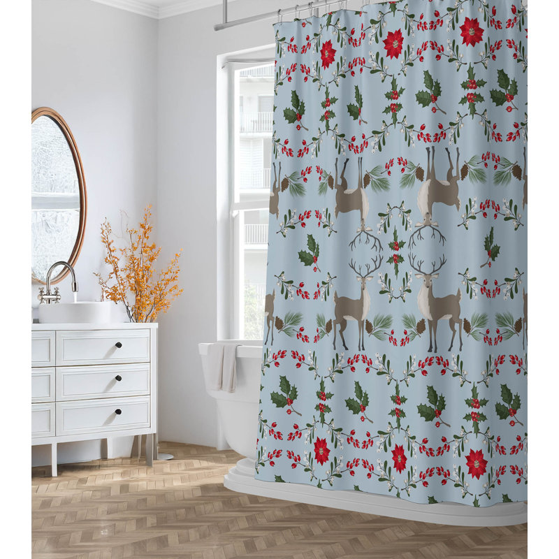 Rideau de douche Botanical Deer, Bleu