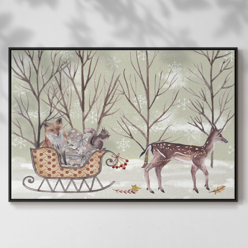 Christmas Time I, H 17 po x l 25 po x P 2 po, Toile encadrée noire