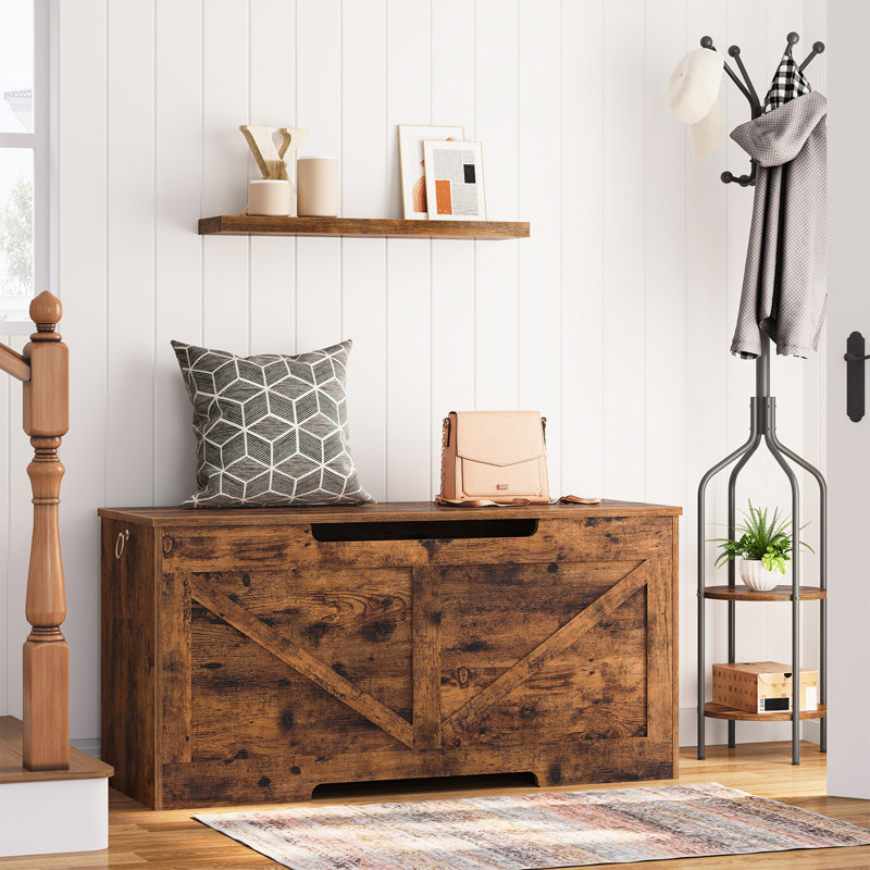 Banc de rangement l 39,4 po Lingle, Brun rustique
