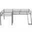 Lit mezzanine simple en L gris avec glissade-130040722